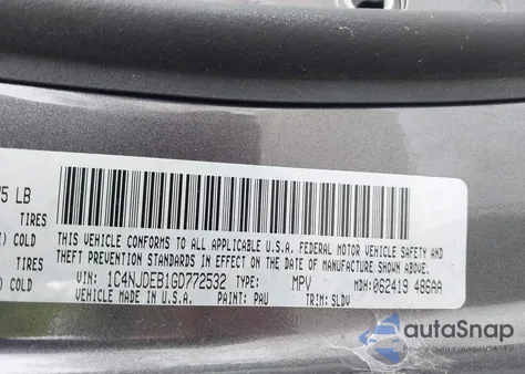 2016 Jeep Compass High Altitude Edition from USA, damaged, VIN 1C4NJDEB1GD772532